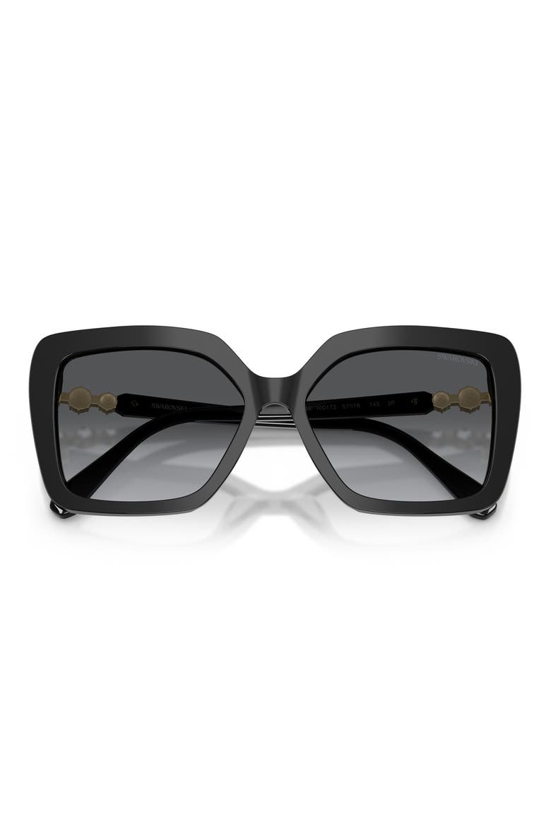57mm Polarized Butterfly Sunglasses, Alternate, color, BLACK / GRADIENT GREY POLAR