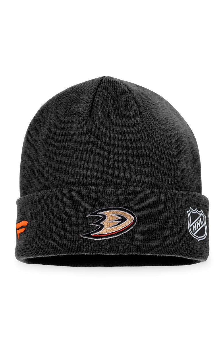 FANATICS Men's Fanatics Branded Black Anaheim Ducks Authentic Pro Rink Cuffed Knit Hat, Alternate, color, Black