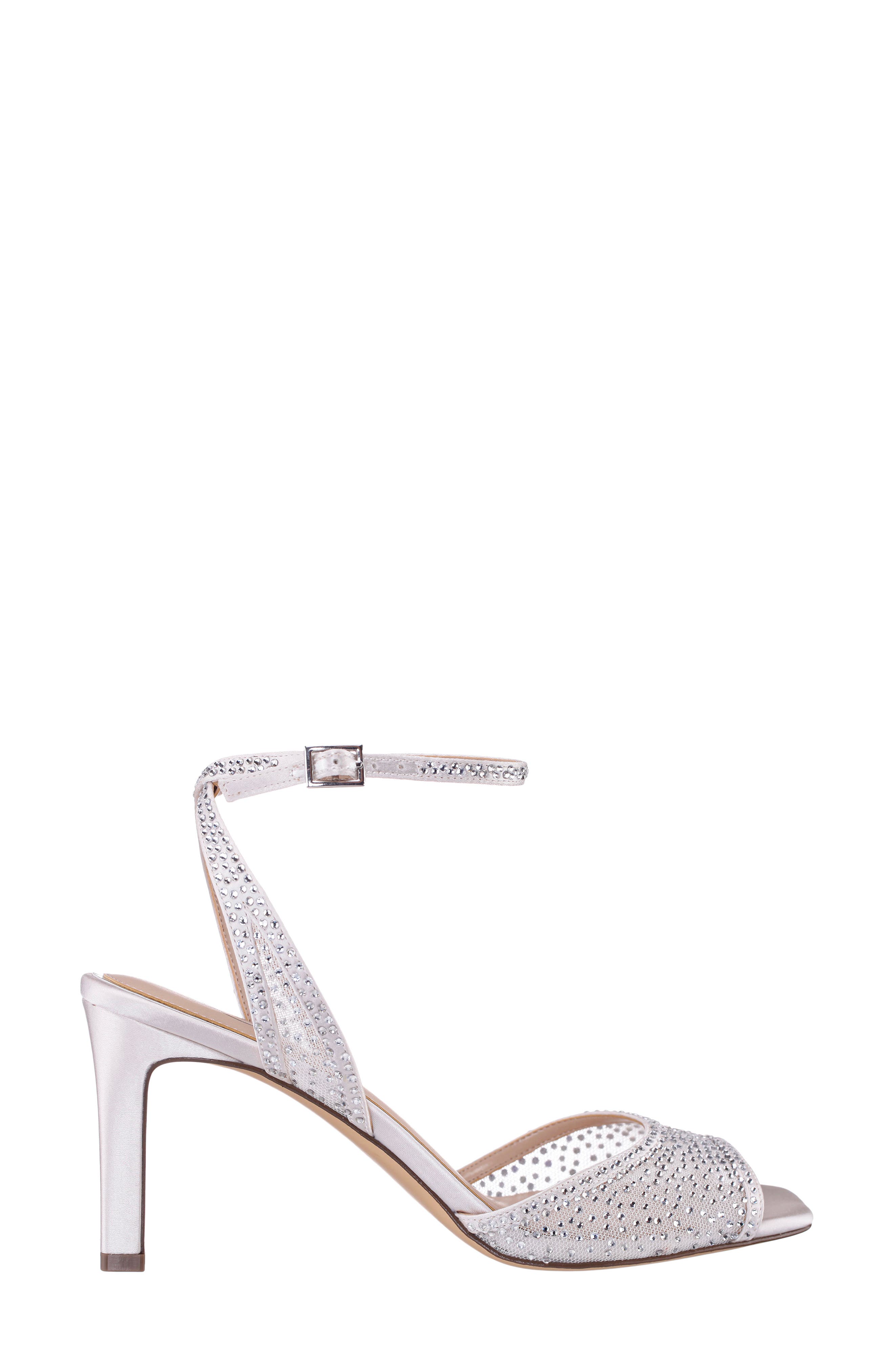 Agnus Crystal Mesh Sandal, Alternate, color, IVORY