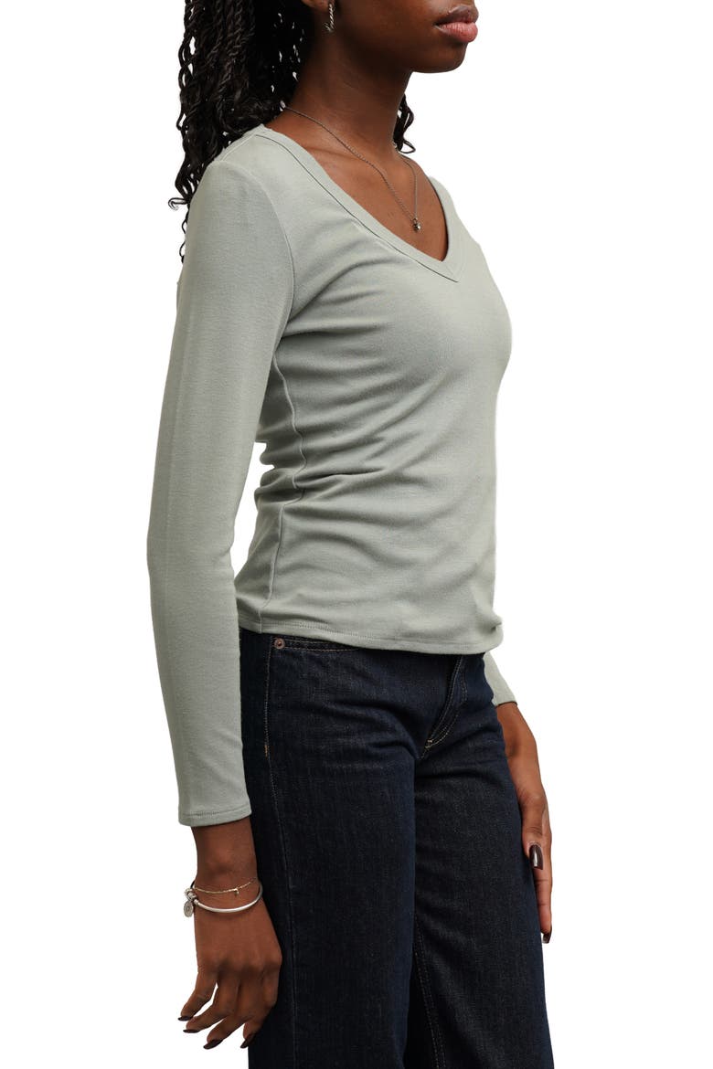 V-Neck Rib Top, Alternate, color, LILYPAD