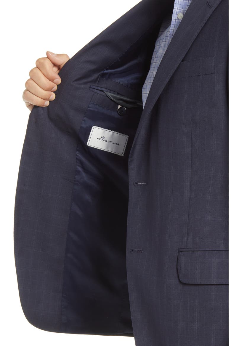 Flynn Classic Fit Plaid Wool Suit, Alternate, color, NAVY