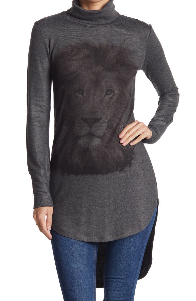GO COUTURE Lion Turtleneck Tunic, Main, color, 