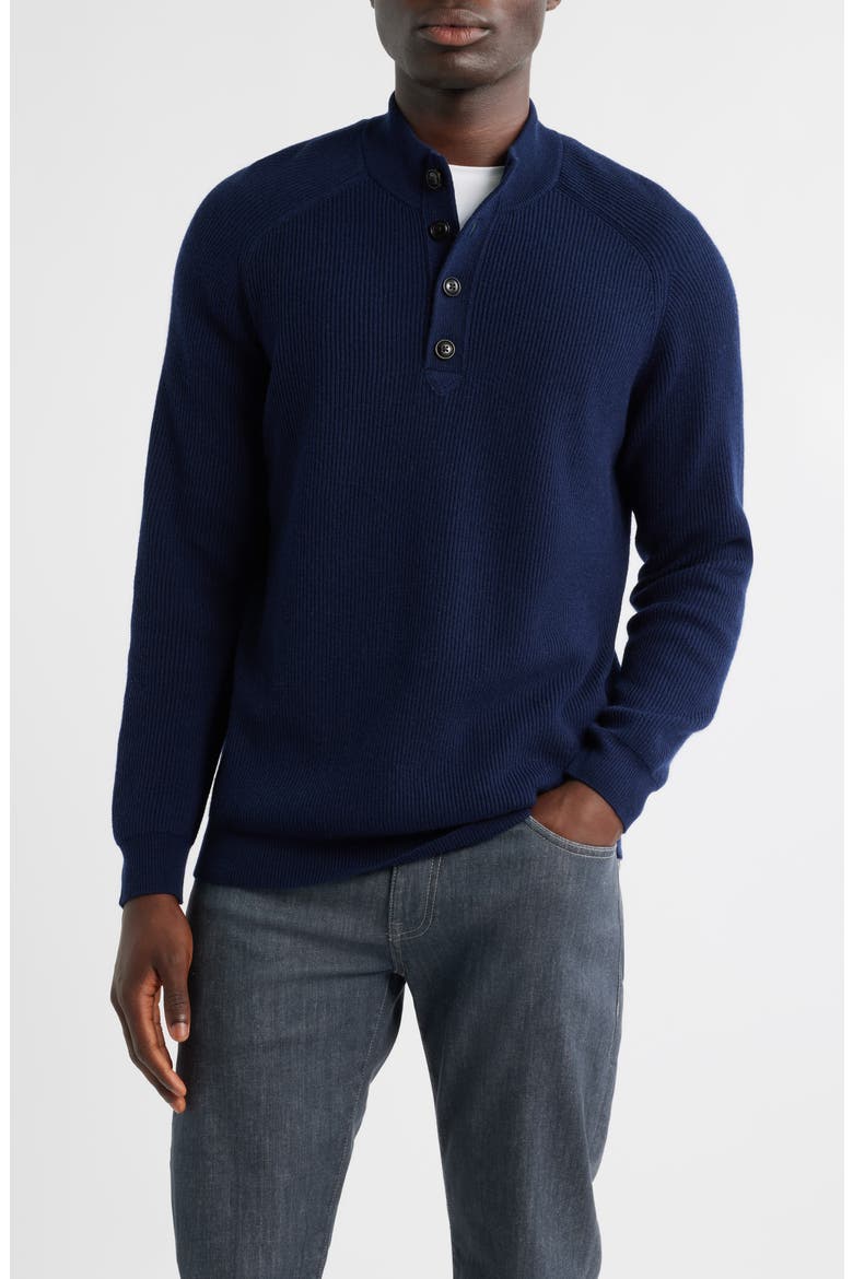 Brant Merino Wool & Cashmere Mock Neck Sweater, Main, color, NAVY