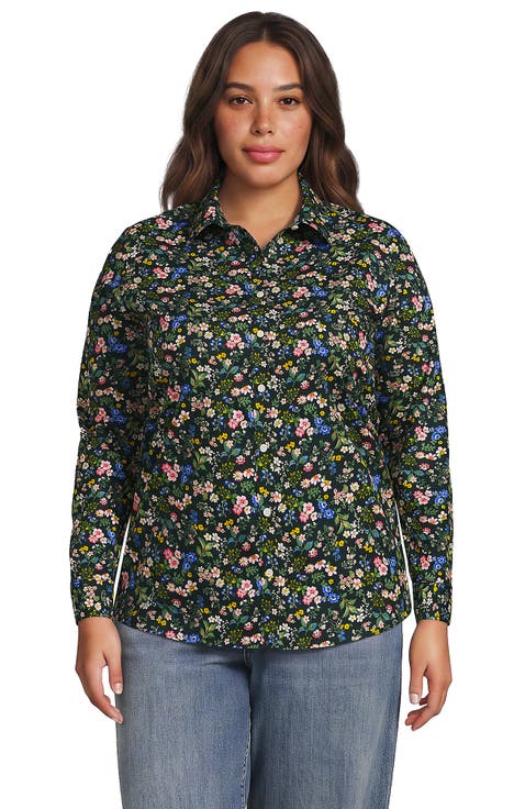 Plus Size No Iron Button Front Shirt