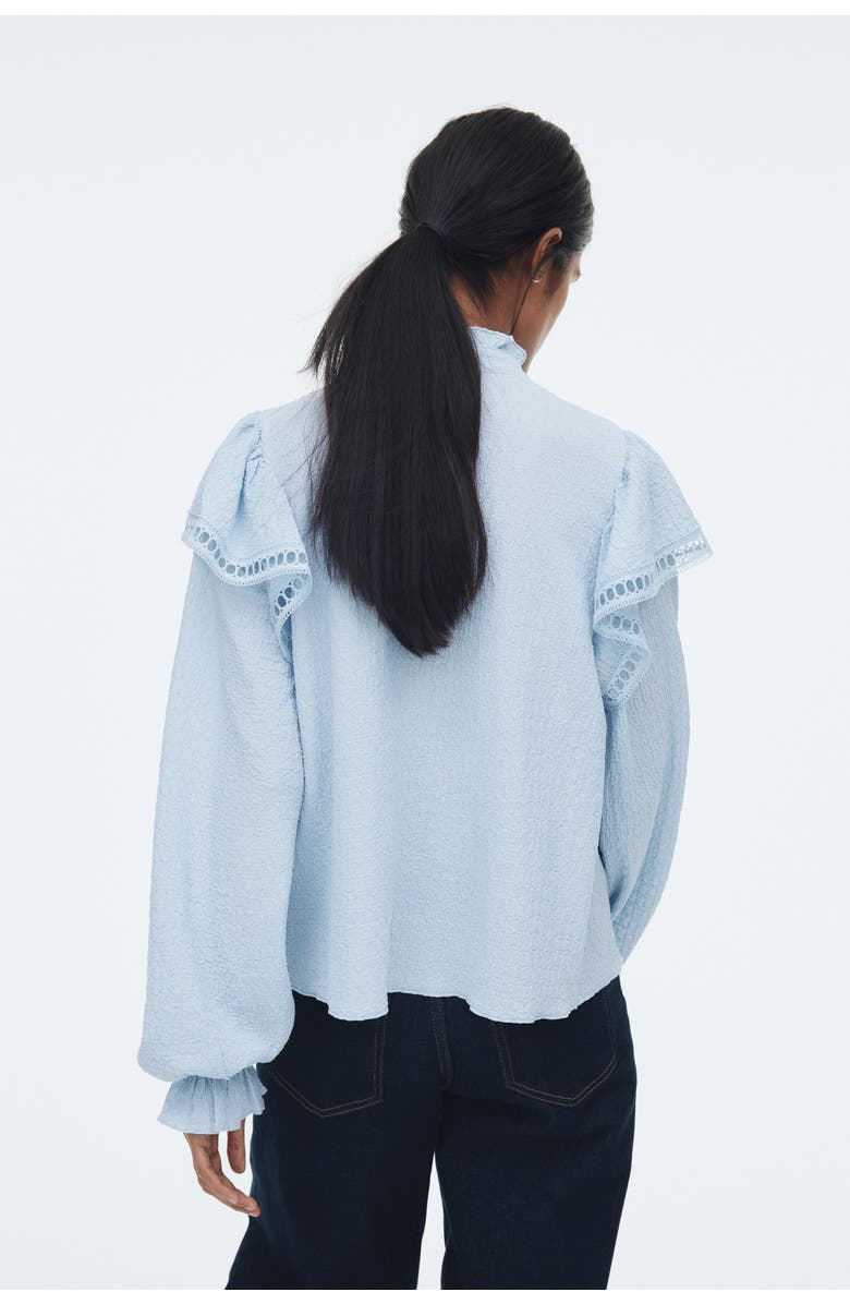 H&M Textured jersey blouse, Alternate, color, Light Blue