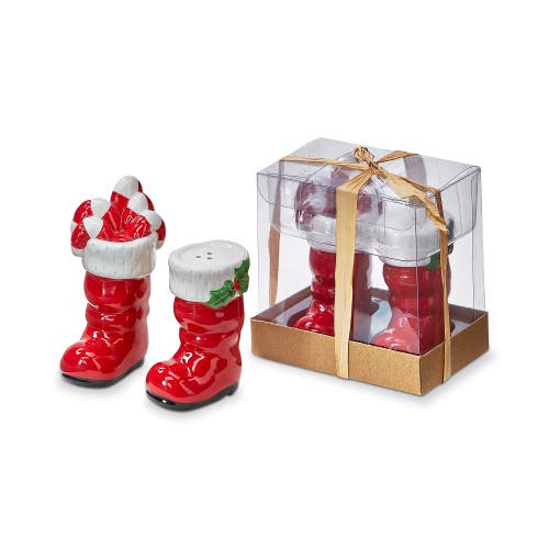 Tag Santa Boots Salt And Pepper Shakers Christmas Decor Set In Multi