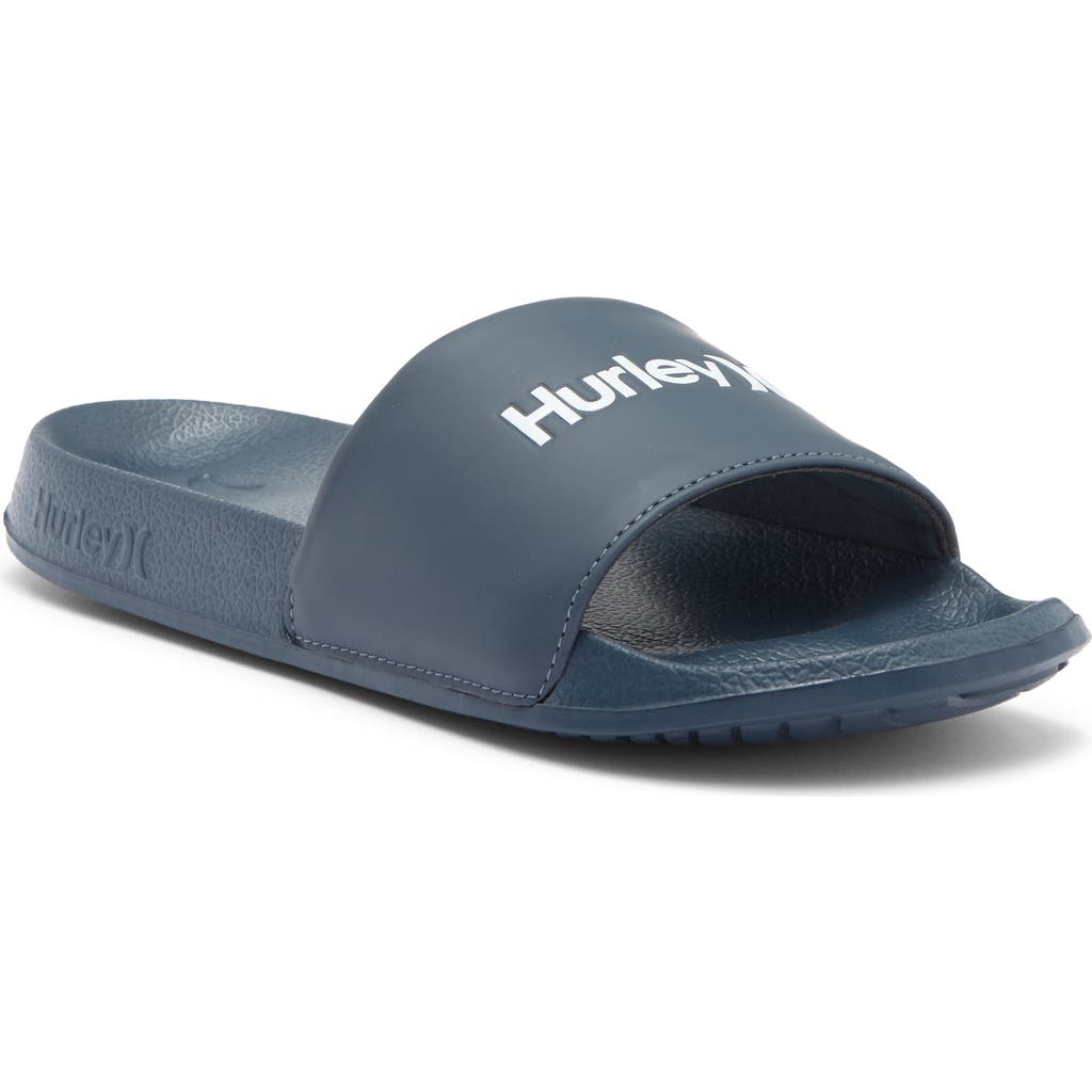 Hurley Wordmark Slide Sandal In Navy