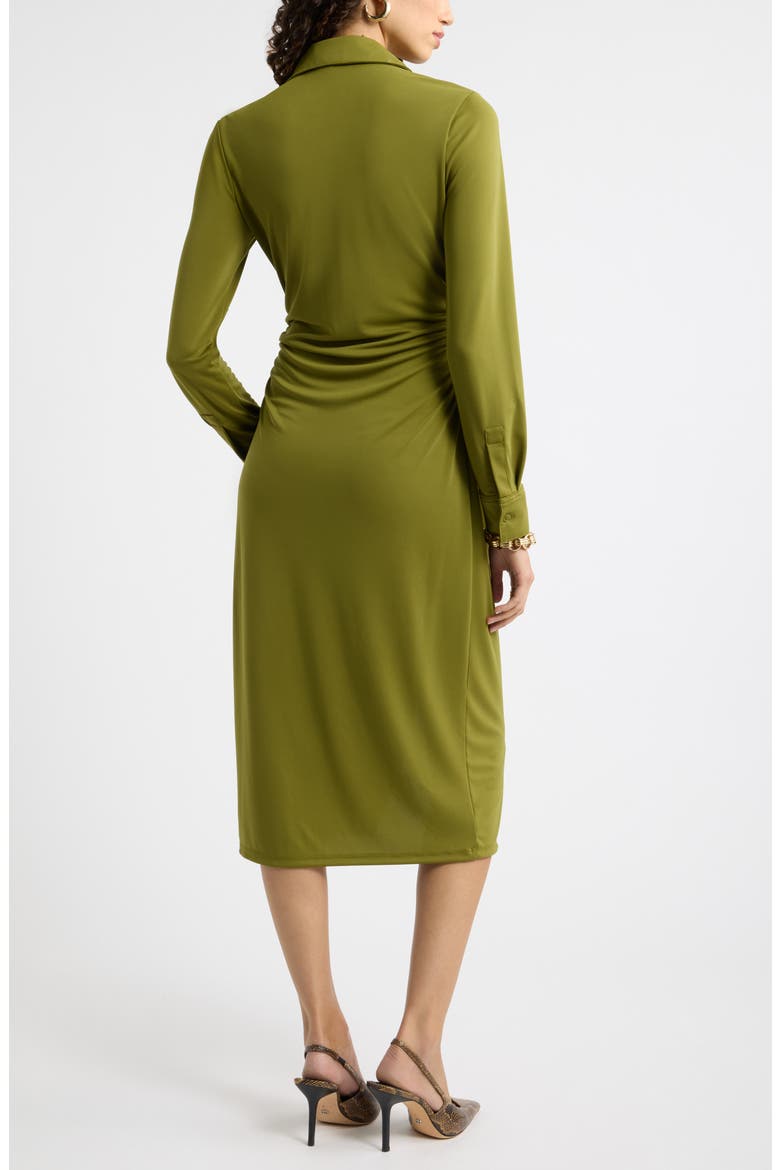 Polo Wrap Midi Dress, Alternate, color, OLIVE AVOCADO