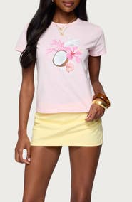 EDIKTED Ocean's Calling Coastal Cotton Graphic T-Shirt