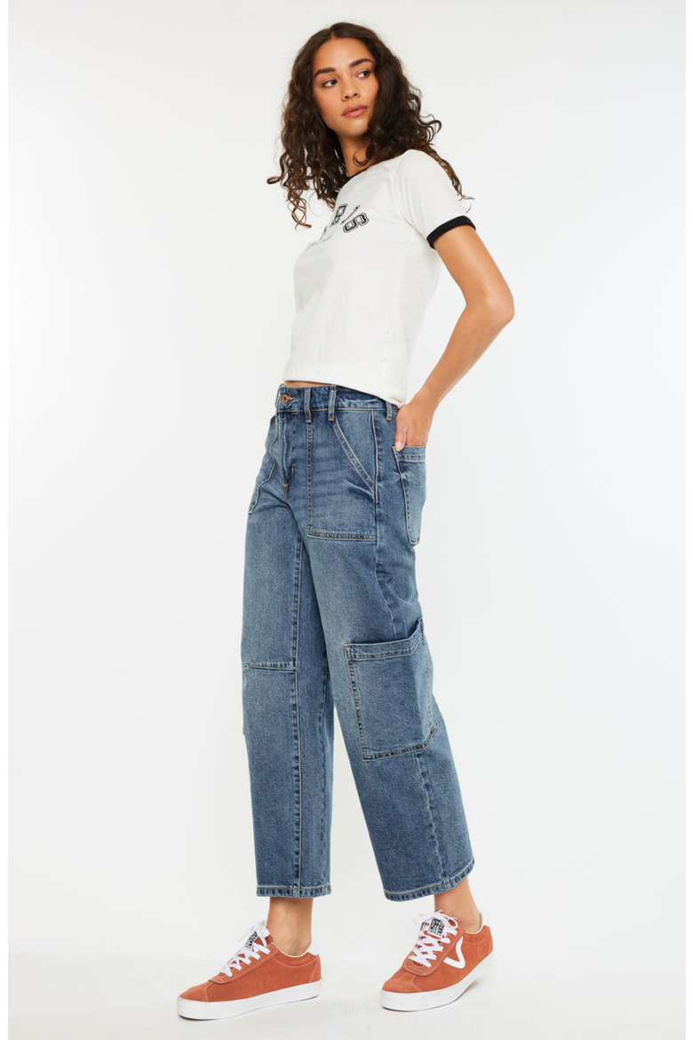 Charly Low Slung Barrel Jeans, Alternate, color, Medium Wash