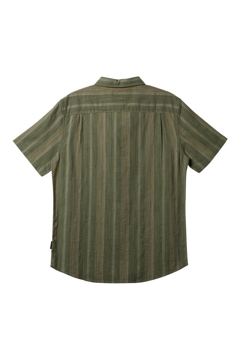 Pyke Stripe Short Sleeve Organic Cotton Button-Up Shirt, Alternate, color, SEA SPRAY SLUB