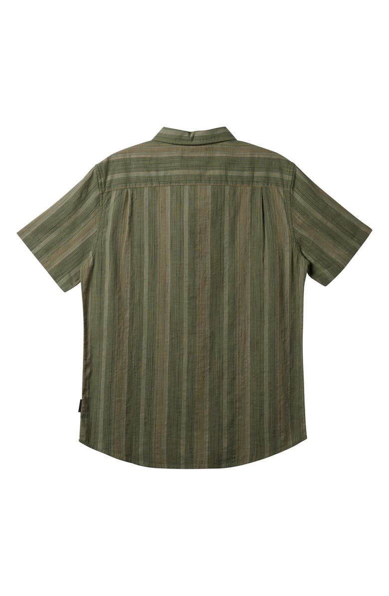 Quiksilver Pyke Stripe Short Sleeve Organic Cotton Button-Up Shirt, Alternate, color, 