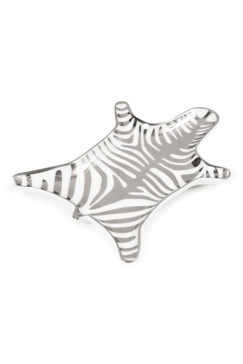 Metallic Porcelain Zebra Dish, Alternate, color, SILVER