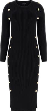 GUESS Ribbed Long Sleeve Sweater Dress