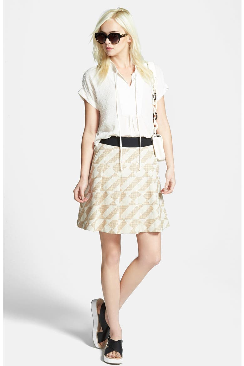 Textured Short Sleeve Peasant Top, Alternate, color, IVORY