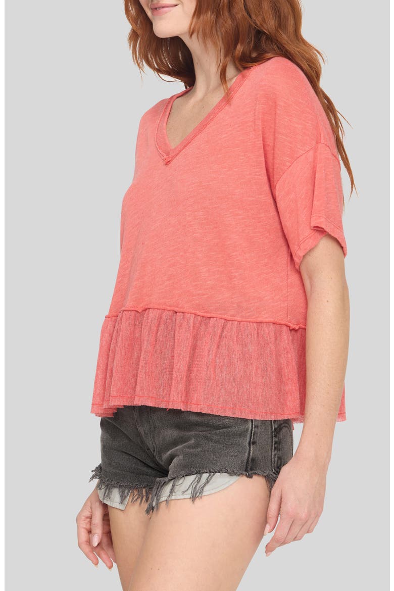 Caracas Mixed Texture V-Neck T-Shirt, Alternate, color, KISSES