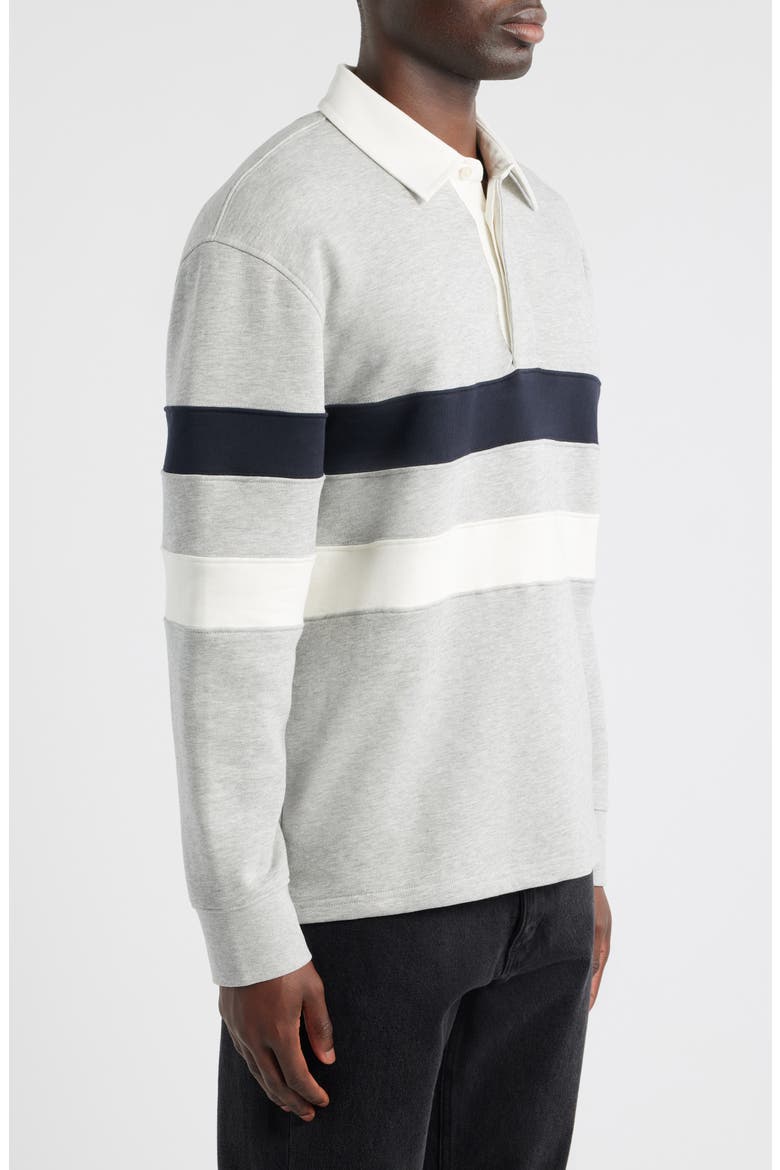 Rowhill Stripe Organic Cotton Rugby Shirt, Alternate, color, GREY MARL STRIPE