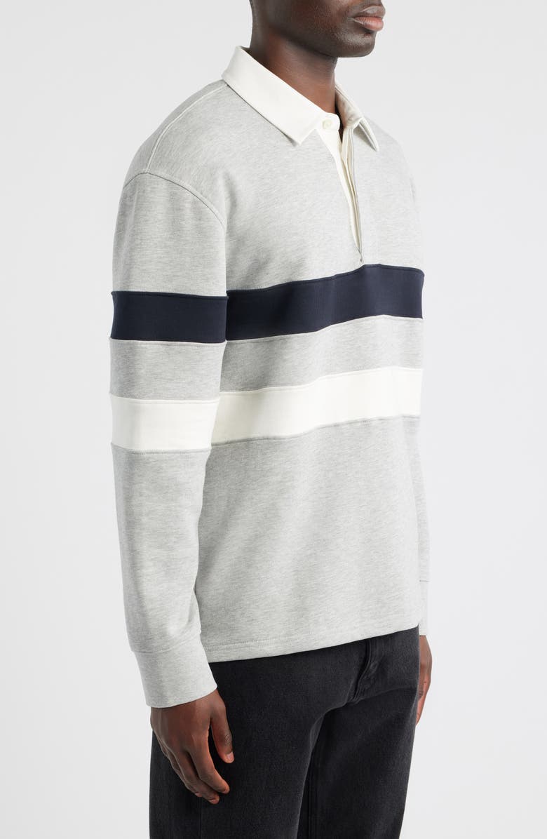 Wax London Rowhill Stripe Organic Cotton Rugby Shirt, Alternate, color, Grey Marl Stripe