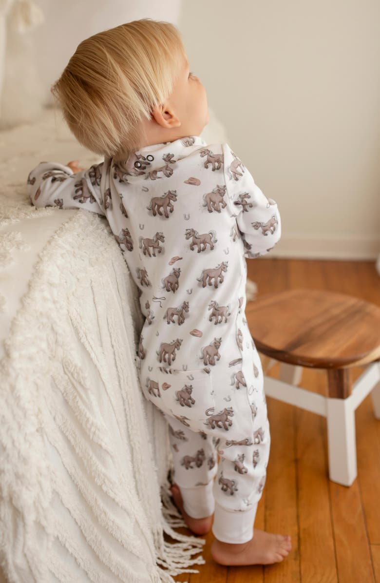 L'ovedbaby Print Organic Cotton Zip Romper, Alternate, color, Little Lasso