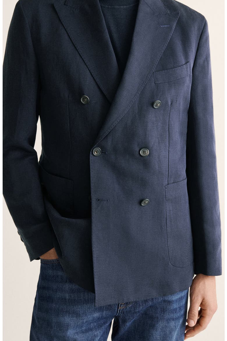 Slim Fit Double Breasted Suit Jacket, Alternate, color, NAVY