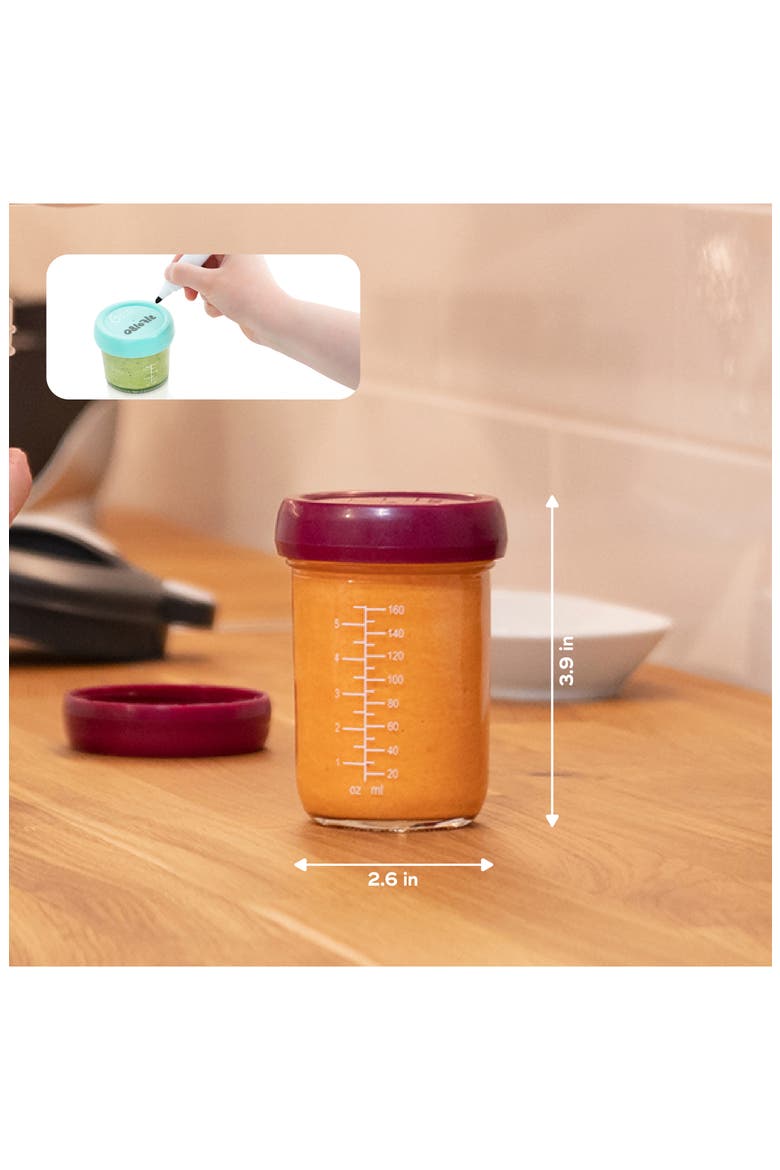 Babybols 4 8-Ounce Glass Jar Baby Food Storage Container Set, Alternate, color, MULTI
