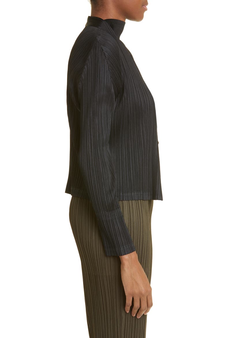 Monthly Colors December Pleated Cardigan, Alternate, color, BLACK