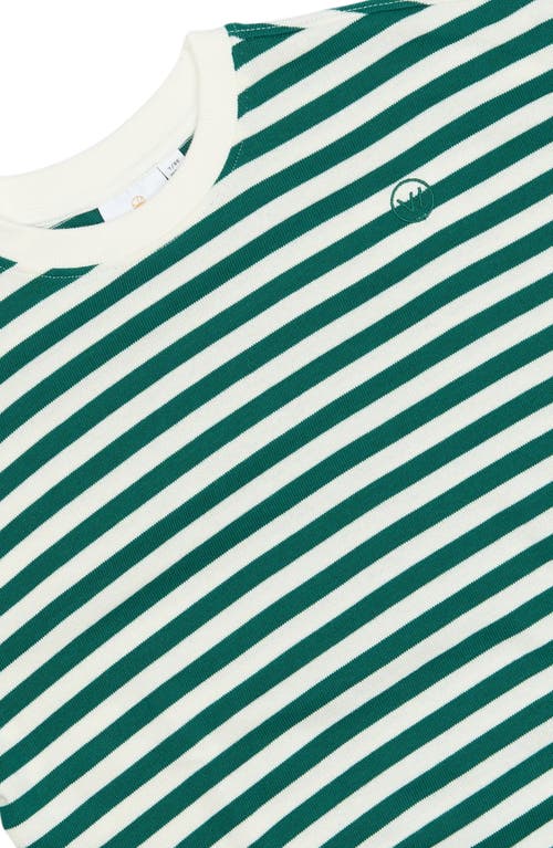 The New Kids' Nero Stripe Organic Cotton Crewneck Sweatshirt In Green