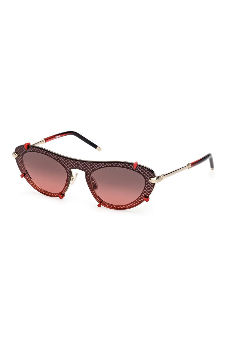 Oval Sunglasses, Alternate, color, PALE GOLD / ZEISS LENS RED