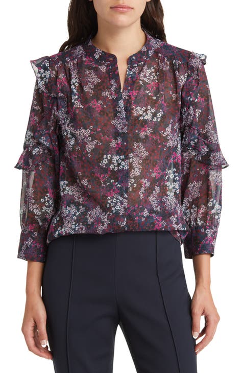 Chesco Floral Print Ruffle Top