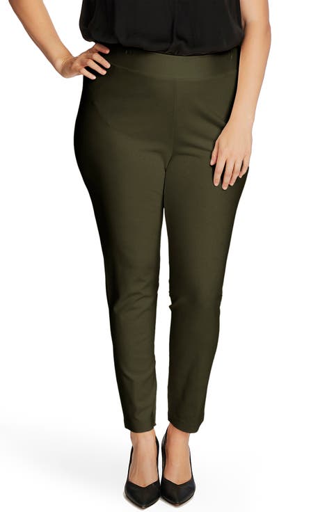 High Waist Ponte Knit Leggings (Plus)