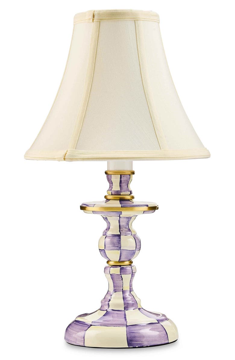 MACKENZIE CHILDS Violet Check Candlestick Lamp, Main, color, Violet