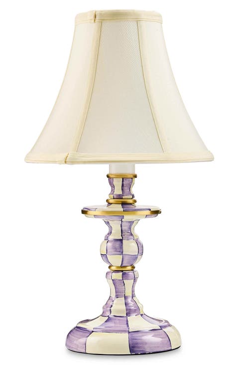 Violet Check Candlestick Lamp