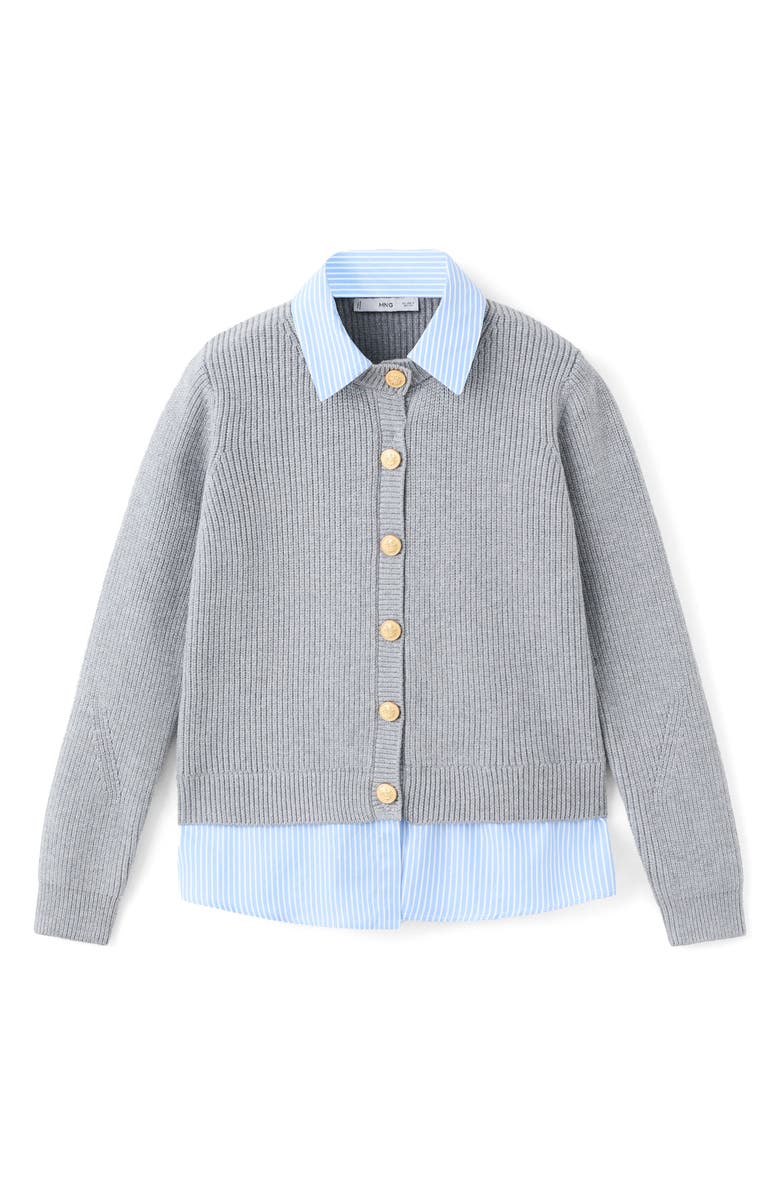 MANGO Mixed Media Cardigan, Alternate, color, Grey