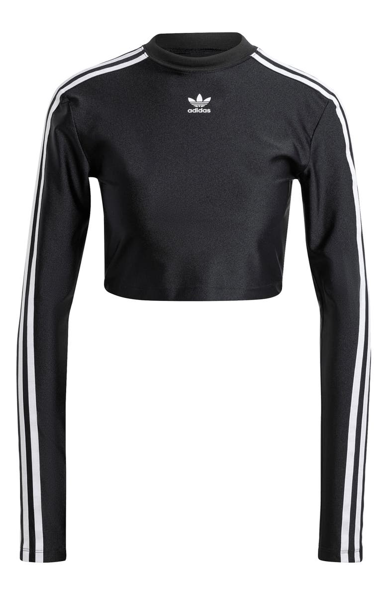 adidas Adicolor 3-Stripes Long Sleeve Crop Top, Alternate, color,