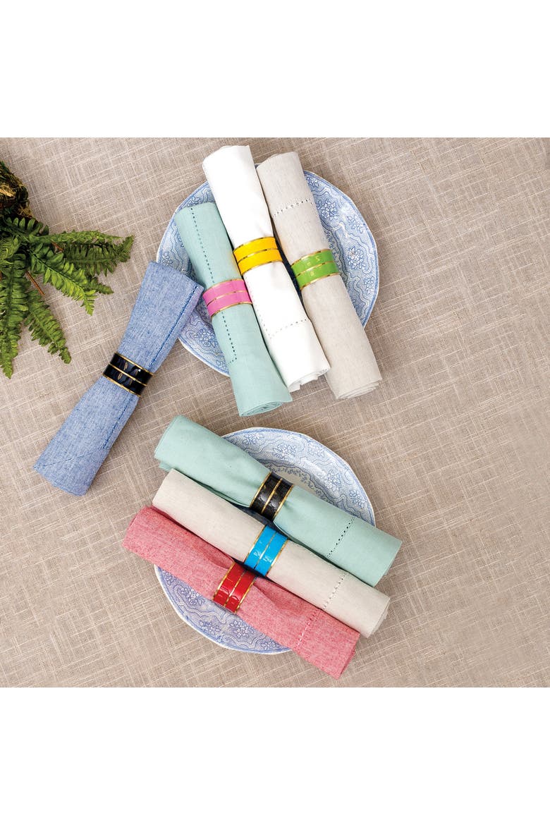 Enamel Azure Easter Celebration Blue & Gold Handcrafted Napkin Ring, Alternate, color, Blue
