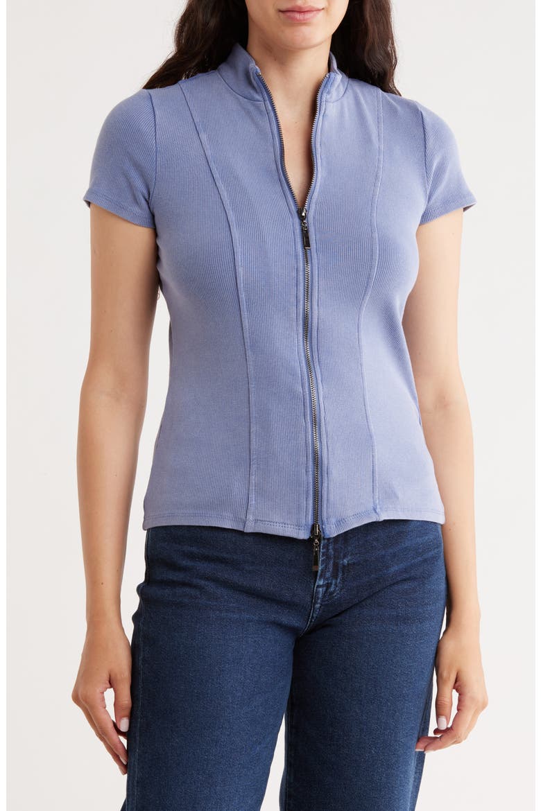 Short Sleeve Zip Up Top, Main, color, MARLIN