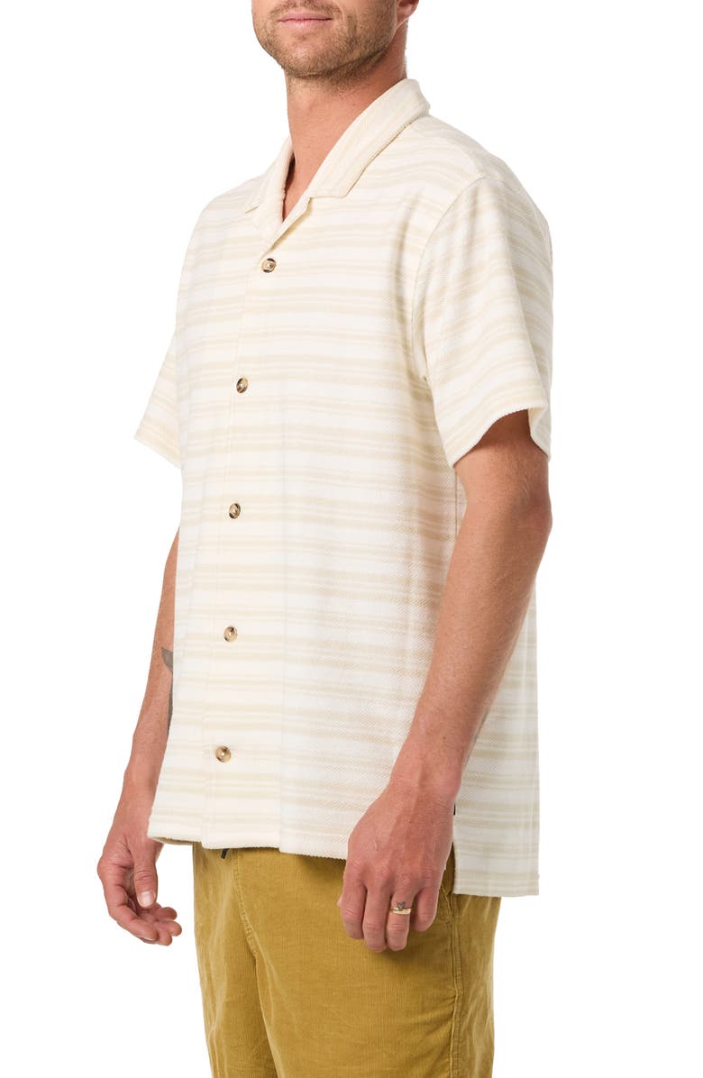 O'Neill Country Club Stripe Knit Camp Shirt, Alternate, color, Tofu