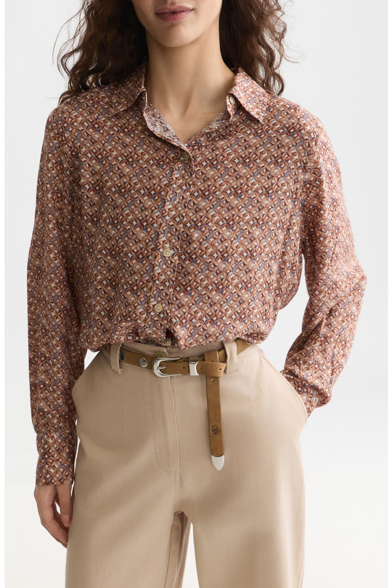 Print Relaxed Fit Shirt, Main, color, TILES FLOWER DOESKIN