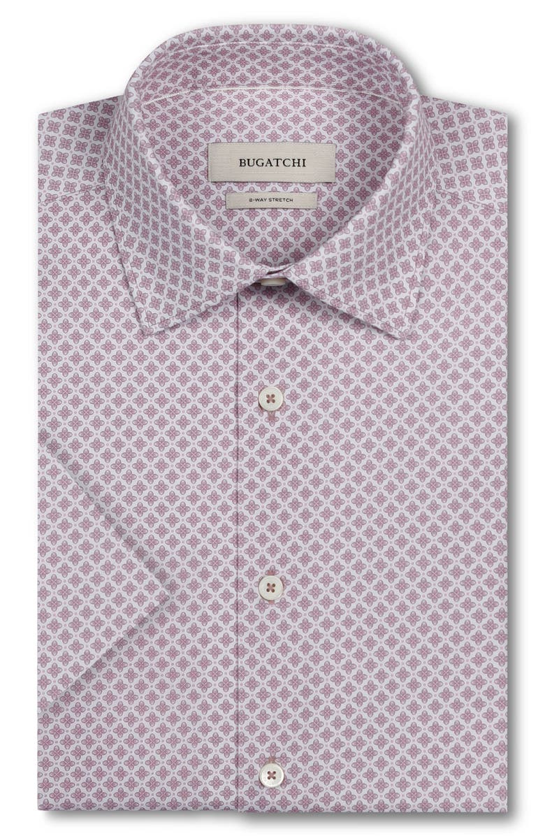 Bugatchi Miles OoohCotton<sup>®</sup> Floral Short Sleeve Button-Up Shirt, Alternate, color, Dusty Pink