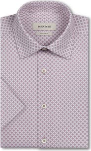 Bugatchi Miles OoohCotton® Floral Short Sleeve Button-Up Shirt