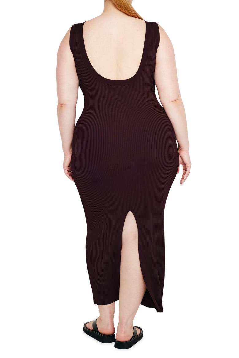 Shine Scoop Back Rib Maxi Sweater Dress, Alternate, color, MALBEC003