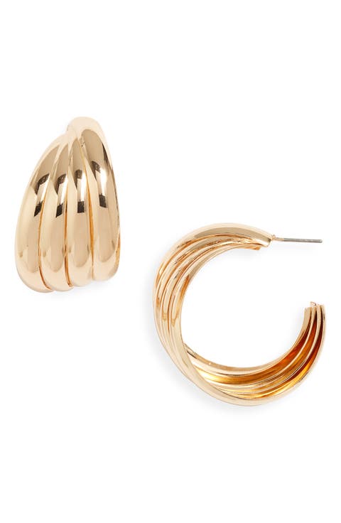 Ridged Twist Hoop Earrings