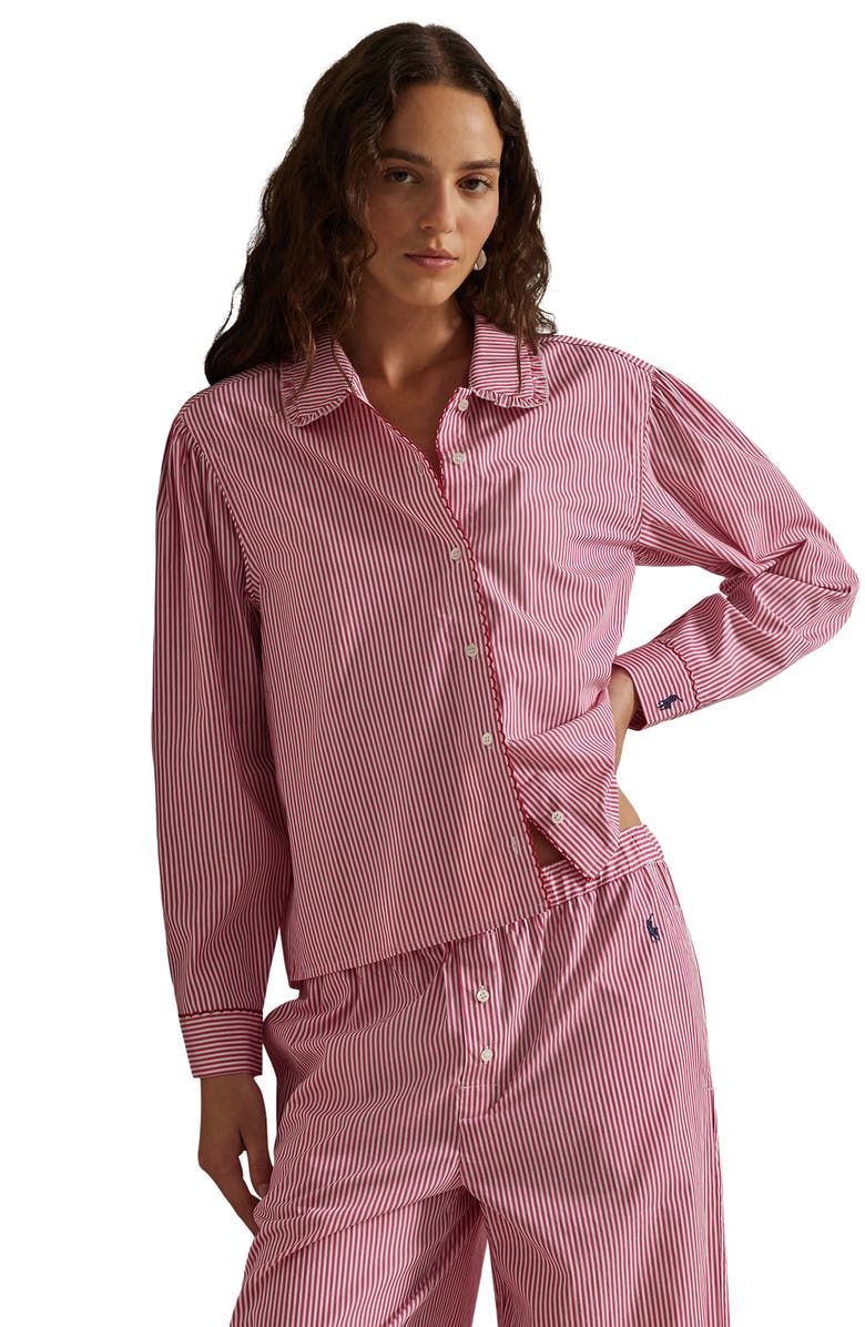 Polo Ralph Lauren Stitched Long Pajamas, Alternate, color, College Pink Stripe