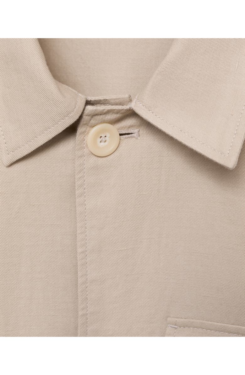 MANGO Straight Fit Linen & Cotton Overshirt, Alternate, color, Sand