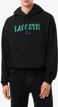 Lacoste Loose Fit Fuzzy Logo Cotton French Terry Hoodie