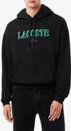 Lacoste Loose Fit Fuzzy Logo Cotton French Terry Hoodie