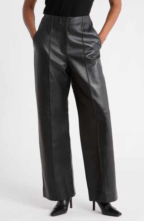 Liam Pintuck Wide Leg Leather Pants