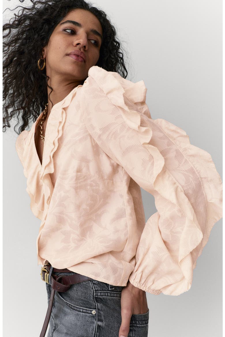 Jacquard Frill Blouse, Alternate, color, OYSTER PINK