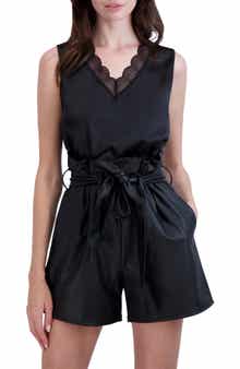 Ookie & Lala Lace Trim V-Neck Satin Tank