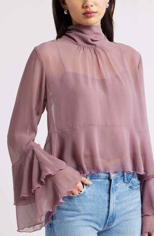 Open Edit High Neck Chiffon Top In Pink